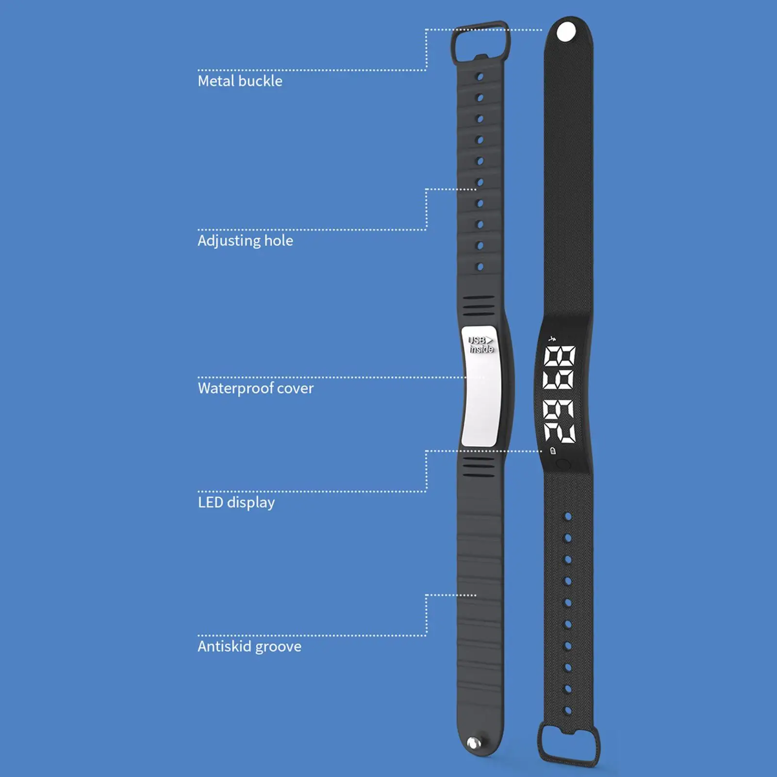 진동 알람 시계 손목밴드 무음 진동 타이머 시계 진동 알람 시계 리마인더 시계 3 알람 일일 오거나이저 타이머