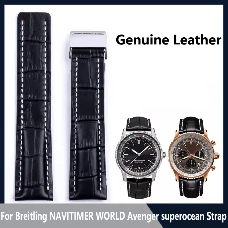 Cinturino In Vera Pelle Cinturino In Pelle Bovina Per Breitling Navittimer World Avenger Superocean Cinturini Per Orologi 22Mm 24Mm Bracciale