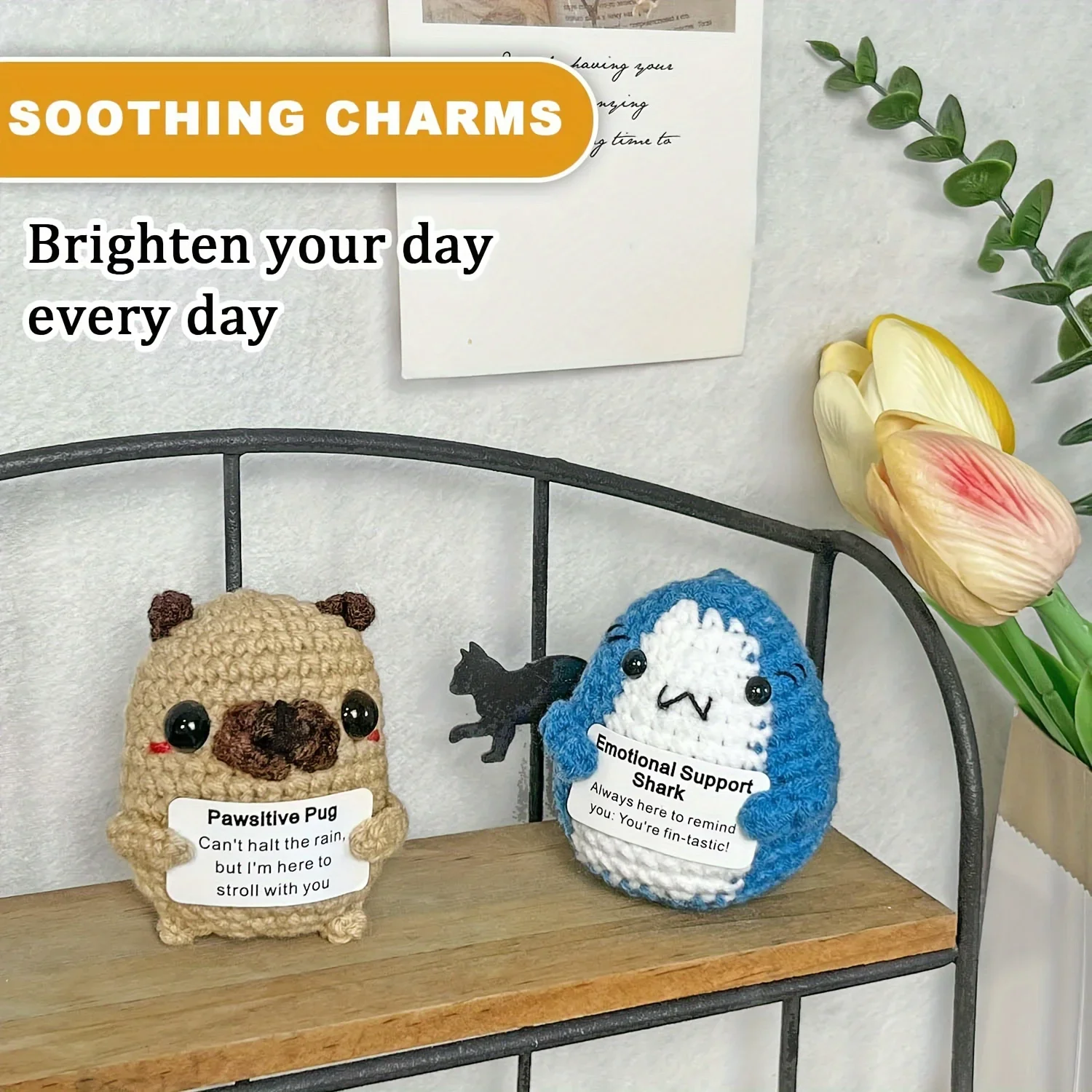 An emotional support crochet shark fabric Amigulumi handmade kit mixed color DIY accessory gift