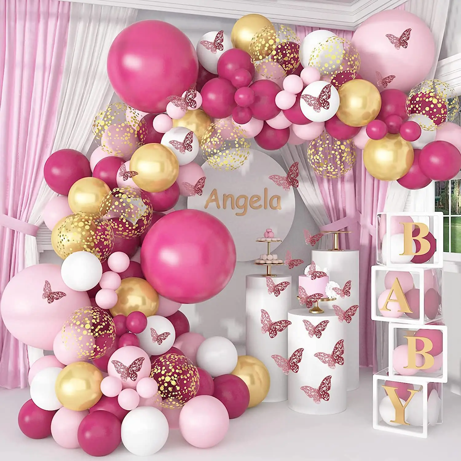 

Macaron Pink Balloon Garland Arch Kit Wedding Birthday Party Decoration Kids Globos Rose Gold Confetti Latex Ballon Baby Shower