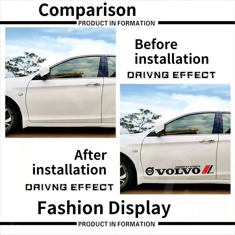 볼보 자동차 방수 스크래치 방지 스티커, 문짝 사이드 바디 장식 데칼, XC60 S60 S80 XC90 V60 XC40 C40 2023 2024