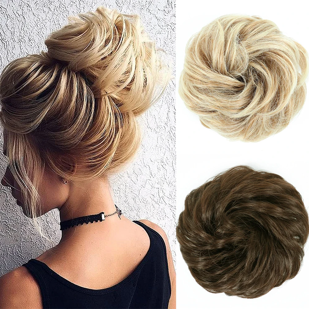 AZQUEEN Synthetic Bun Extensions Curly Messy Bun Hair bands Scrunchies