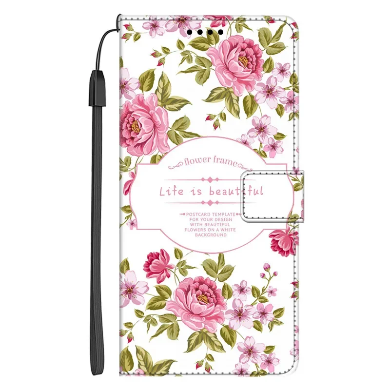Luxury Leather Flip Case Wallet with Stand and Artistic Design