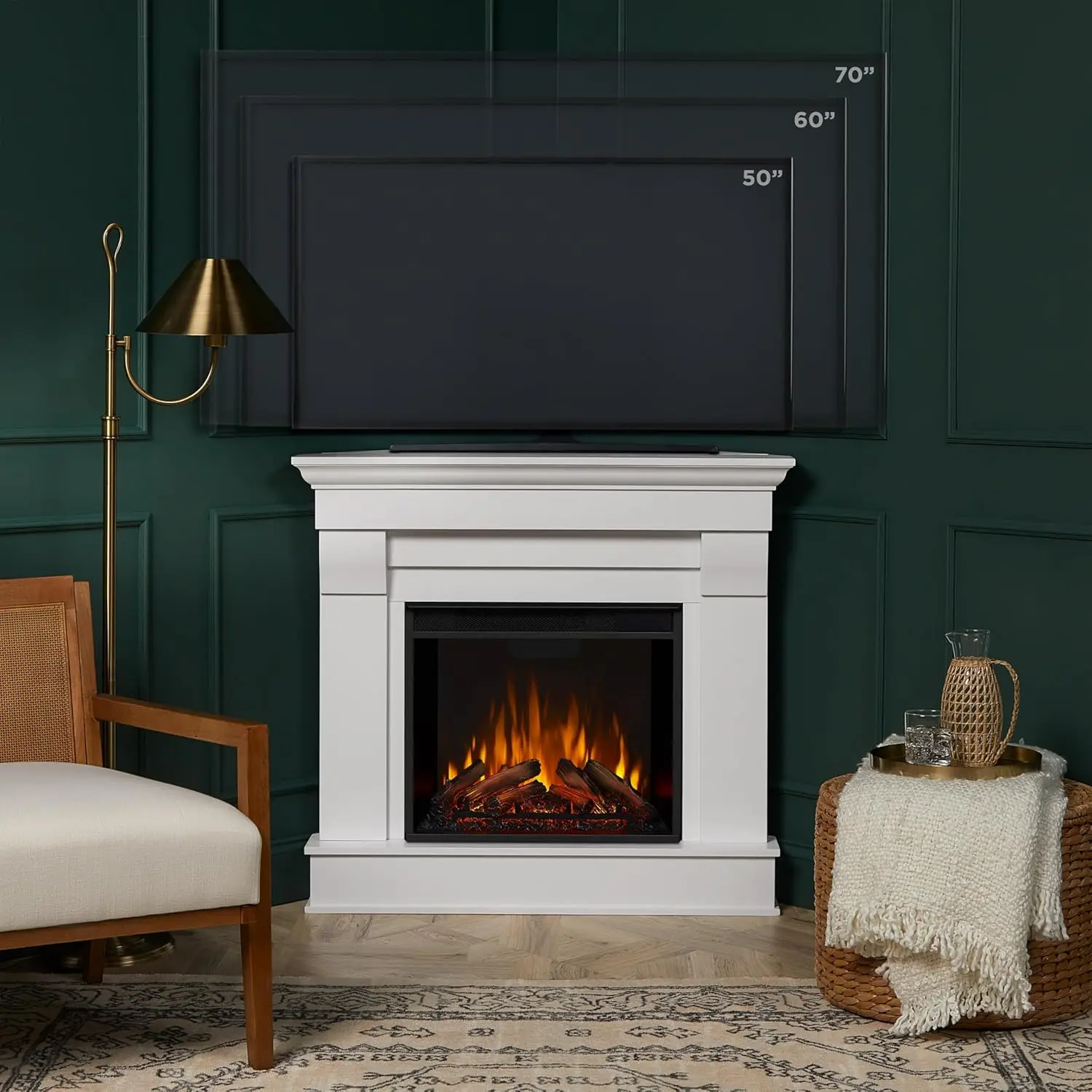 41" Corner Electric Fireplace with Mantel for Living Room or Bedroom, Replaceable Fireplace Insert Heater, Remote Control, Timer 6