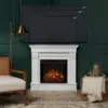 41" Corner Electric Fireplace with Mantel for Living Room or Bedroom, Replaceable Fireplace Insert Heater, Remote Control, Timer 6