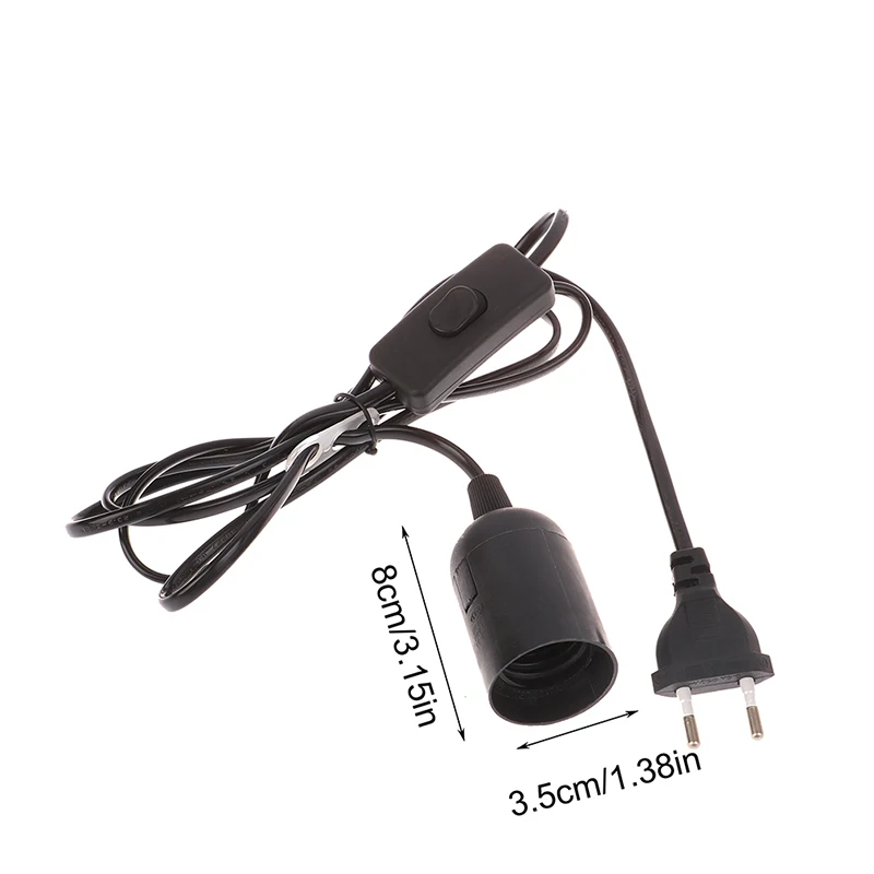 전원 코드 케이블 램프 베이스 플러그, 펜던트 LED 전구 E27 행글램프 서스펜션 소켓 거치대, 스위치 와이어 포함, 1.8M, 1 개