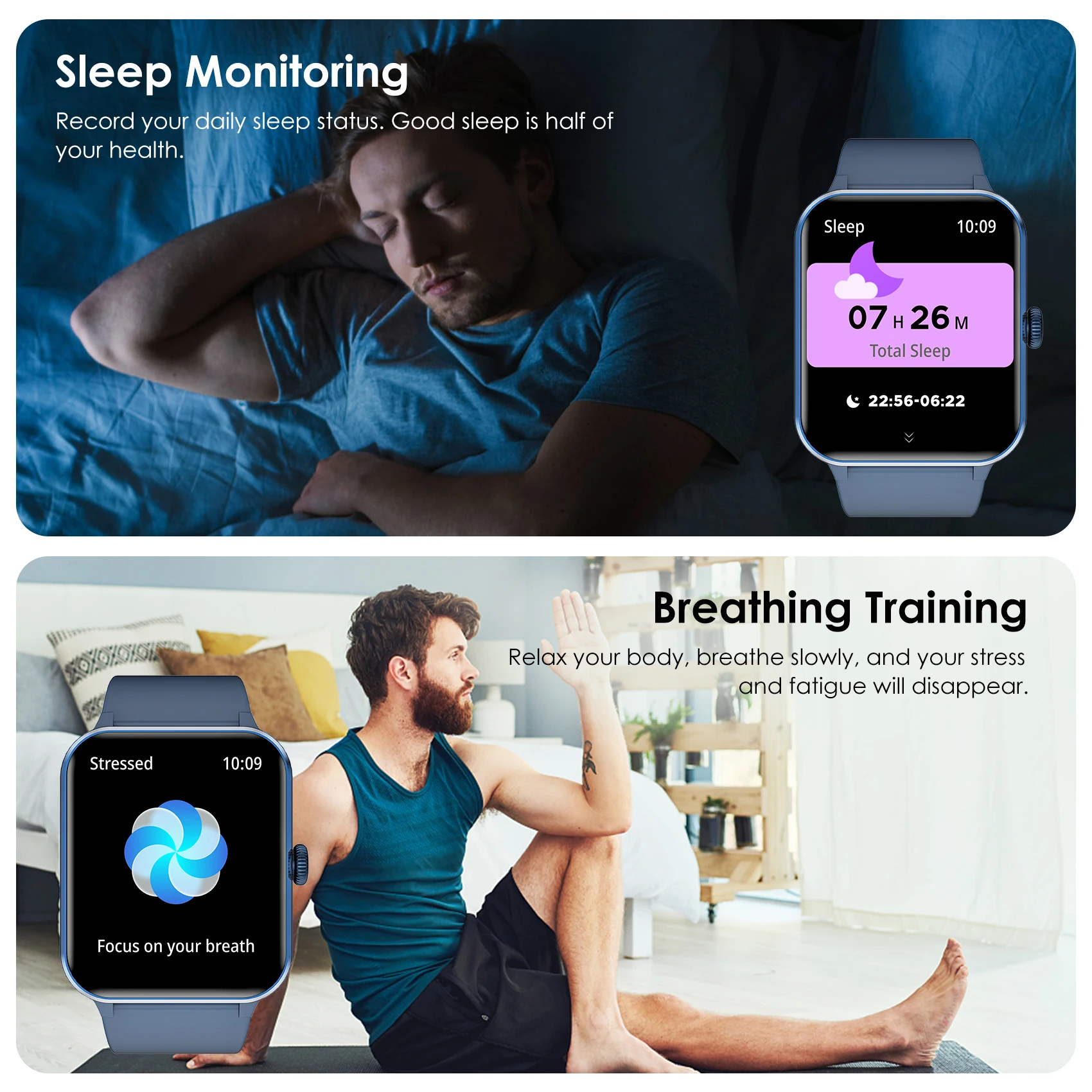 Baolubao New Smart Watch Bluetooth Answer/Dial Messages Reminder Fitness Tracking Watch 100+Sports Modes Voice Assistant
