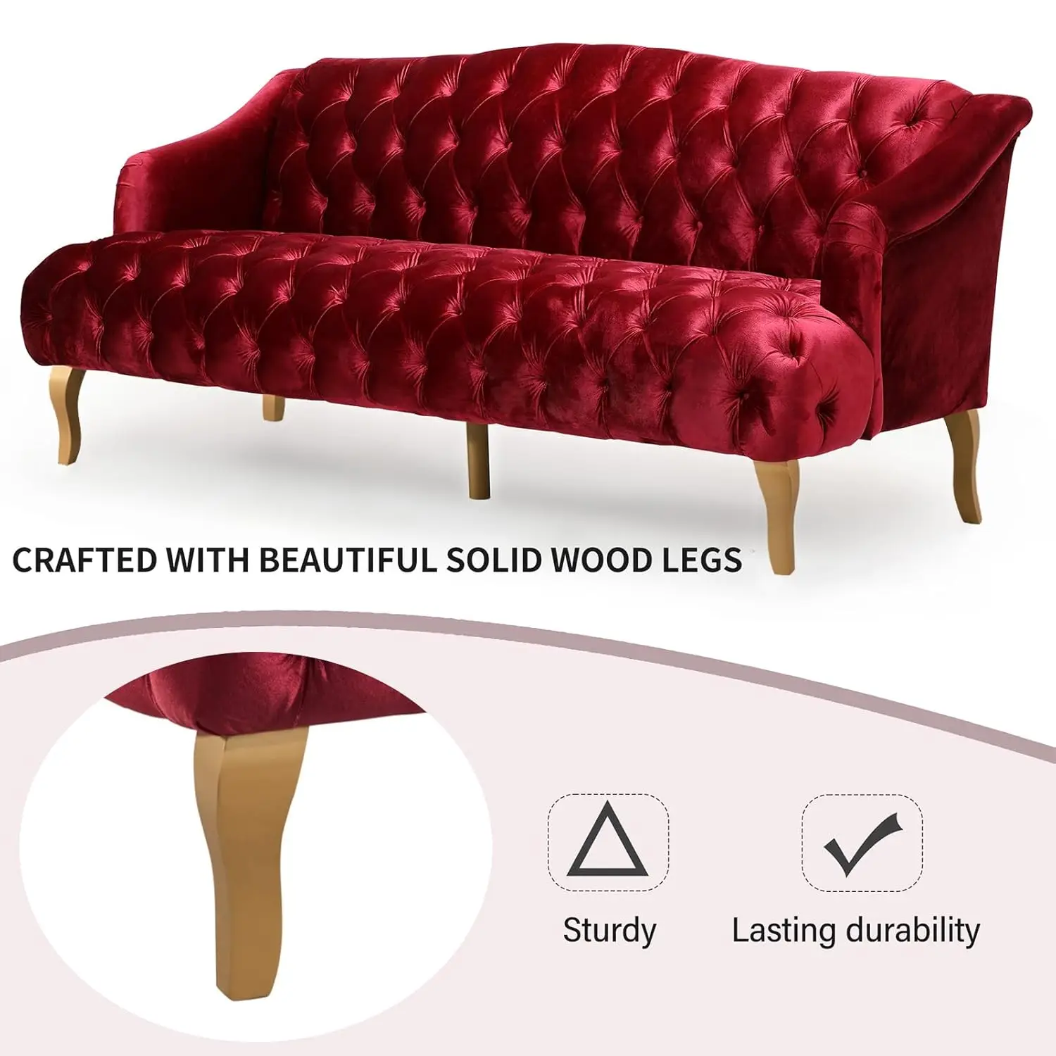 Tufted Velvet Wingback Loveseat 4