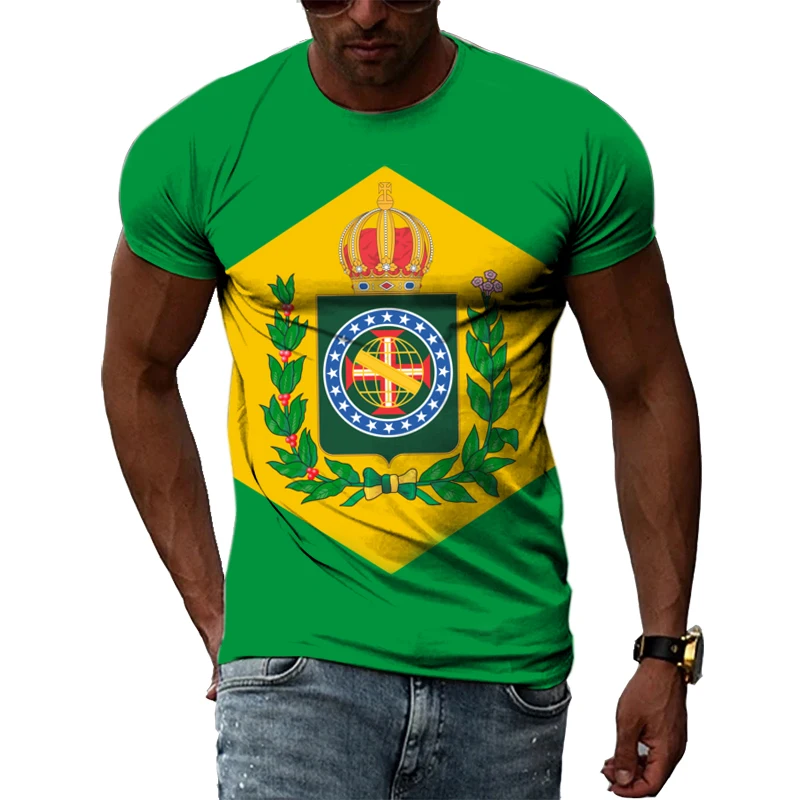 Brazilian Flag 3D Print Short Sleeve T Shirt