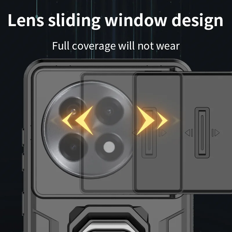 Enhanced Armor Case with Slide Lens Camera Protection and Magnetic Holder Ring