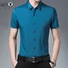 Men's Business Casual Solid Color Short Sleeved Shirt Non Ironing Comfortable Top 1
