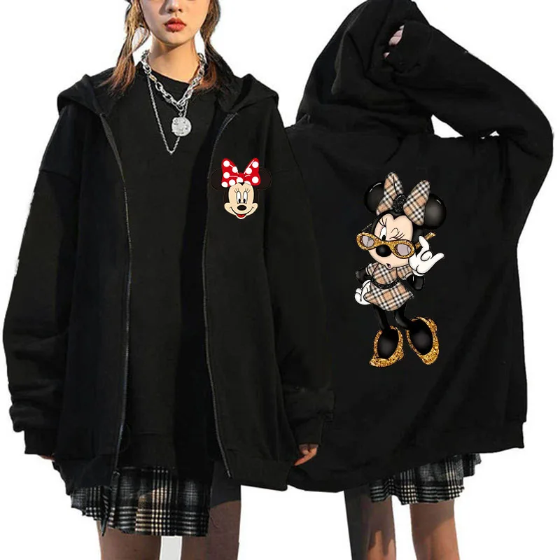 thumbnail image 1 of Sudaderas con cremallera de Minnie y Mickey Mouse Hongli para mujer, chaqueta Harajuku, Unisex, años 90, Y2k, 1 of 3