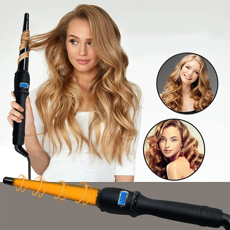 

Rotating Curling Iron Fast Heating 360 Degree Rotating Wire Ceramic Ionic Lcd Curling Iron Hair Waver Hair Styling Tools Set