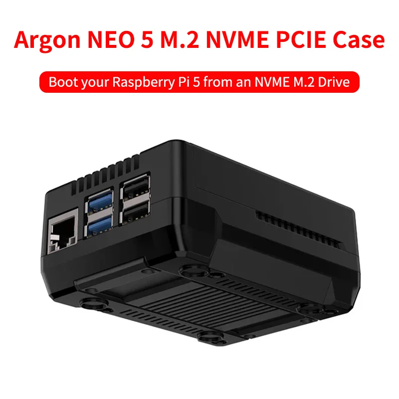 Argon NEO 5 M.2 NVME PCIE Case for Raspberry Pi 5 Built-in Heatsink with PWM Fan