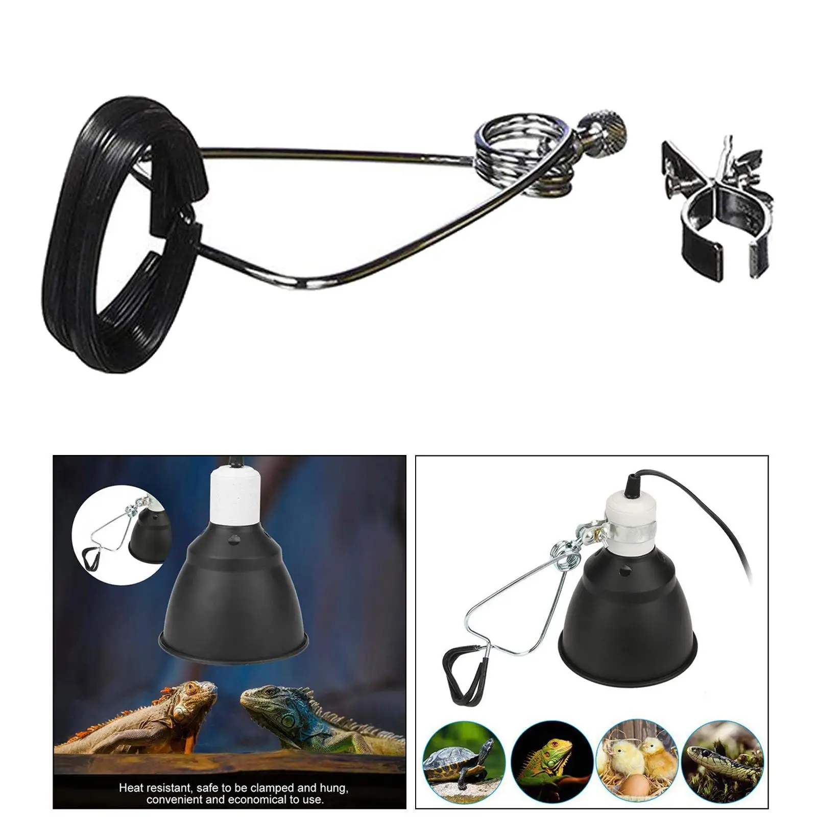 Reptile Lamp Clamp Turtle UVA/UVB Holder Ceramic Socket Safety Cover for Reptile Terrarium Basking reptile heating lamp