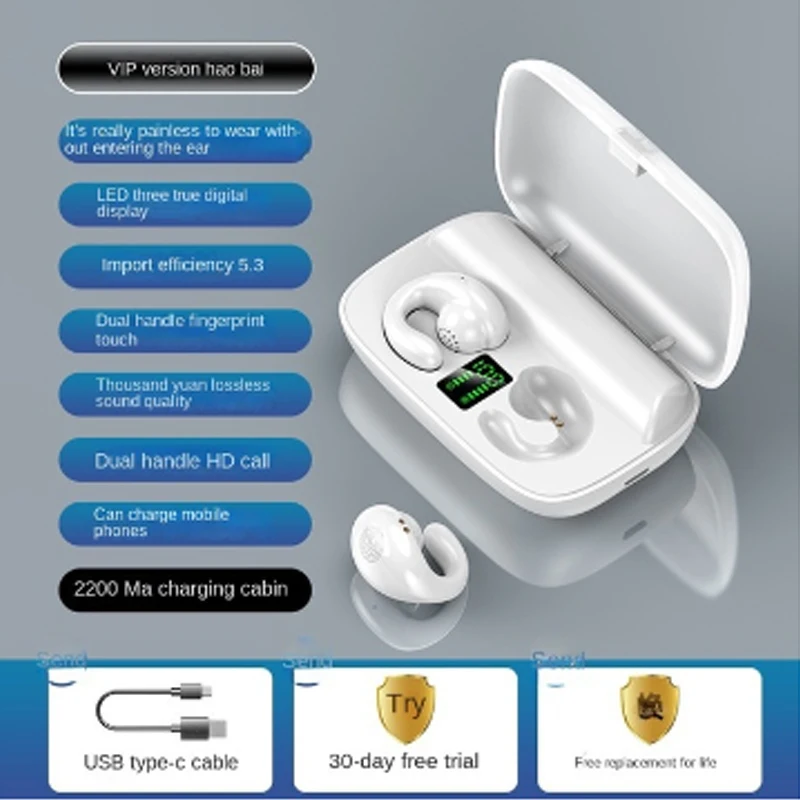 무선 이어 클립 블루투스 이어폰, 골전도 TWS 이어후크 헤드폰, Realme X50 Pro, Huawei Glory20, Honor 20PRO, PSMAR