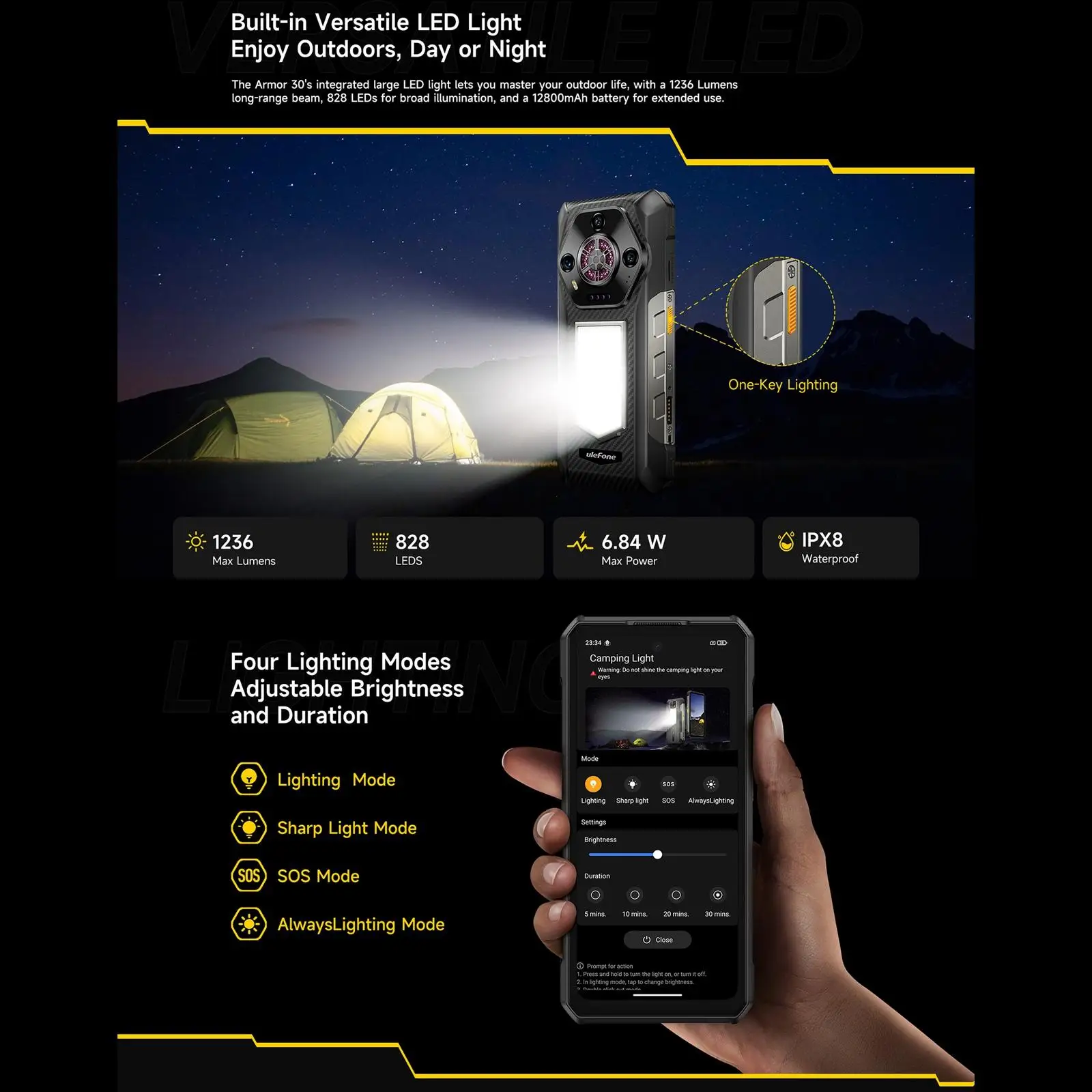 Ulefone Armor 30 Rugged Phone 24GB+512GB 12800mAh 6.95" FHD Android 15 64MP Night Camera 66W Global Version 4G Smartphone