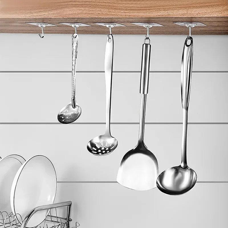 1/5/50 Stück Transparente Selbstklebende Edelstahlhaken für Badezimmer, Handtücher, Kleidung, Aufbewahrung, Schlüsselhalter – Detail 8
