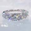 3.6ct 5 Stones D Color VVS1 Moissanite Diamond Rings Women Anniversary Gift S925 Sterling Silver Row Ring Wedding Bridal Jewelry 1