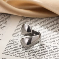 Stainless Steel Irregular Geometric Rings for Women Minimalist Smooth Wide Chunky Opening Ring Statement Jewelry Gift 2