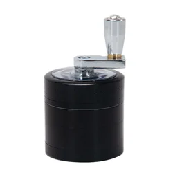 4 - Layer Herb and Spice Crusher with Hand Crank (Black)