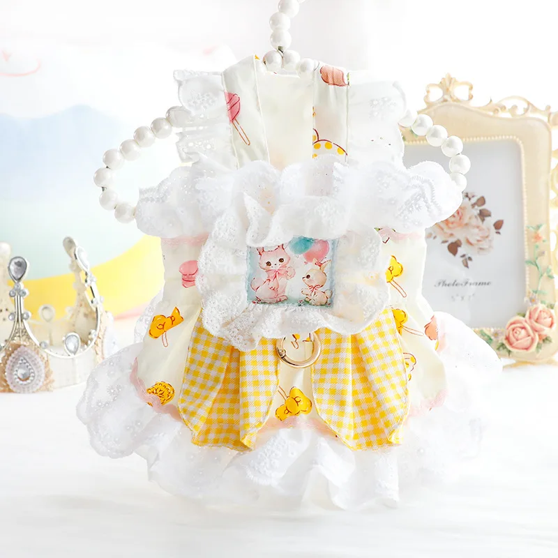

Dog Clothes Rabbit Print Dress Pet Clothing Dogs Suspender Skirt Costume Small French Bulldog Cute Summer Yollow Girl Mascotas