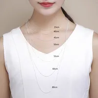 35-80 cm 1mm mince pur 925 perles en argent Sterling chaîne gourmette colliers ras du cou femmes filles bijoux Kolye Collares Collier Ketting 4