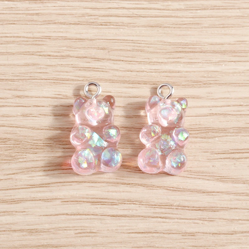Tusember 10 Stück süße glänzende bunte Harz Gummibärchen Charms Anhänger für Schmuck Halskette DIY Armband Ohrringe Zubehör Handwerk – Detail 13