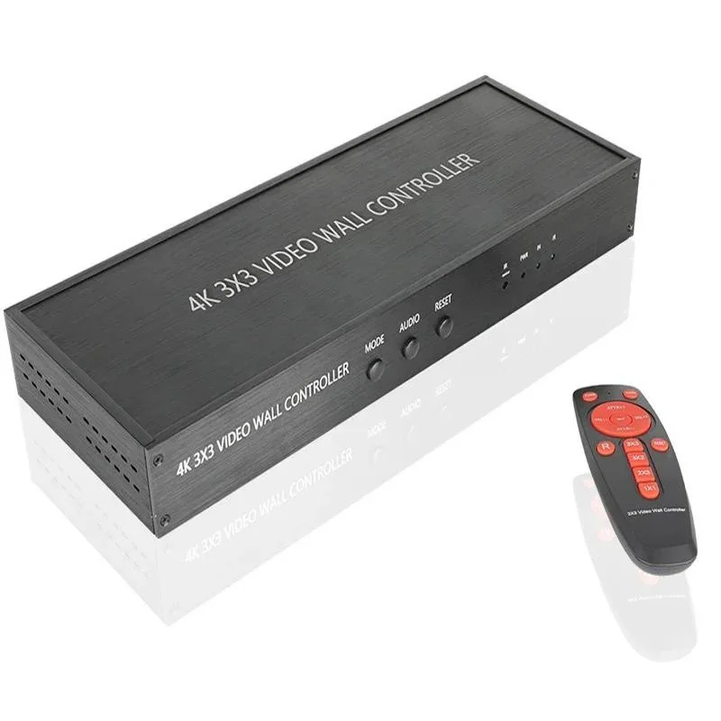 4K 3x3 HDMI 비디오월 컨트롤러 2X2 2X3 멀티 모니터 스플라이싱 프로세서 9채널 TV 스플라이서 TV 월 디스플레이 플러그 앤 플레이