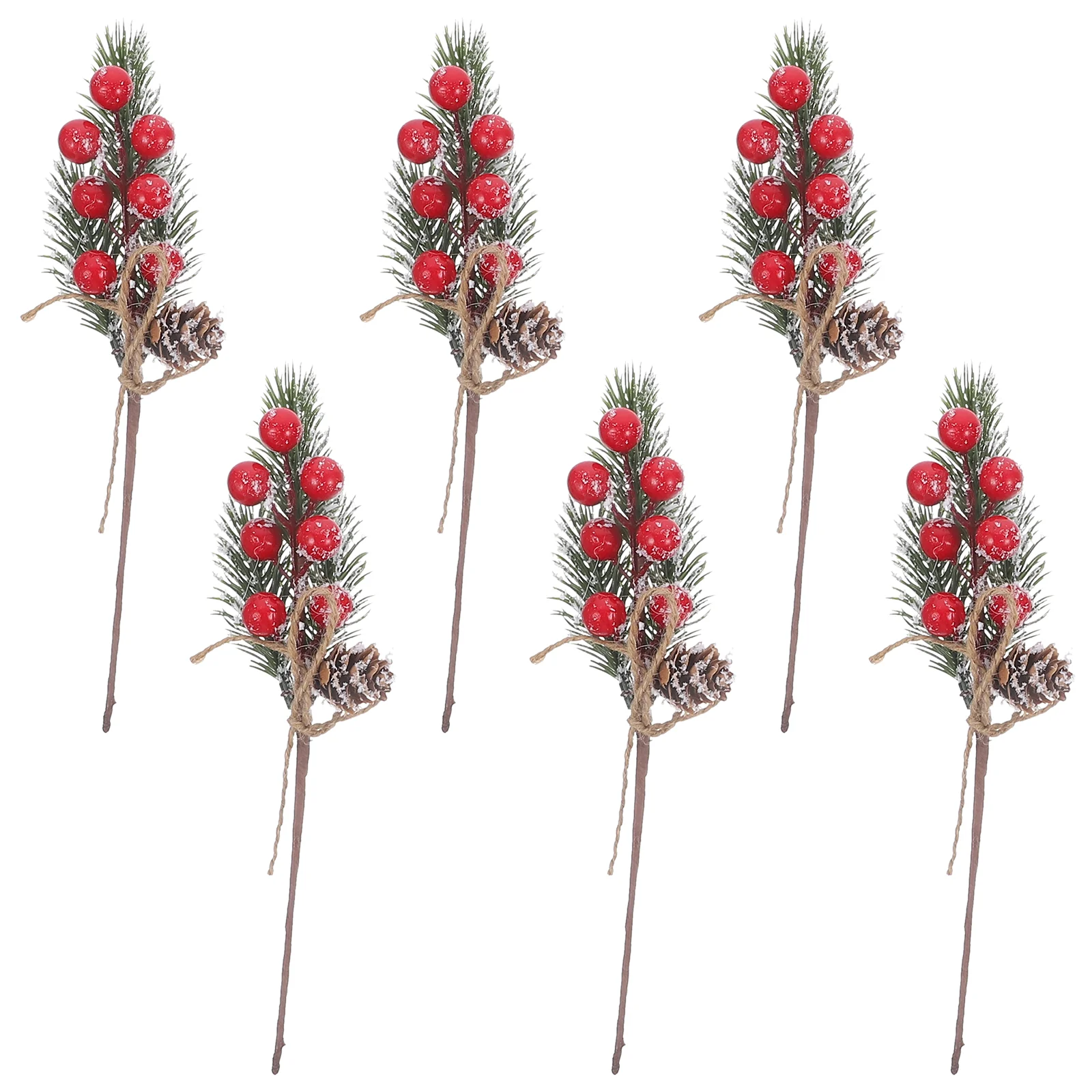 

6pcs Artificial Christmas Pine Picks Pine Berry Christmas Berry Branches Berries Christmas Crafts