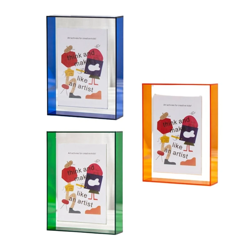 

3Pcs Acrylic Picture Frames Color Block Unique Acrylic Decor Colorful Table Dried Flower Picture Frame DIY Picture Frame