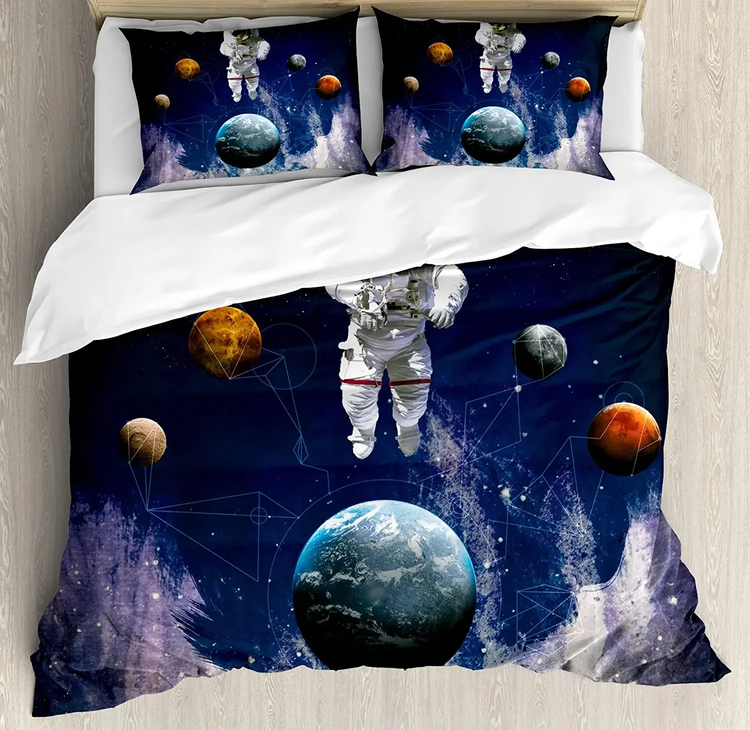 

Outer Space Bedding Set For Bedroom Bed Home Astronaut in the Outer Space with the Planets Duvet Cover Quilt Cover Pillowcase