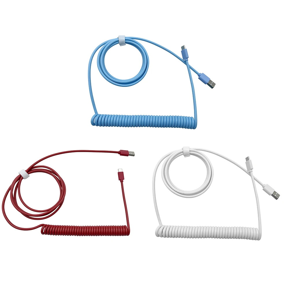 Enhanced Coiled Aviator USB-C Cable for Mechanical Keyboards - Maximum 3M Length