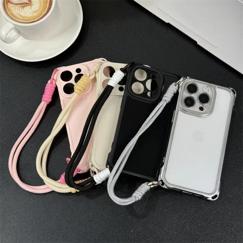 Wrist Strap Shockproof Phone Case with Rope Lanyard - Soft and Durable Cover