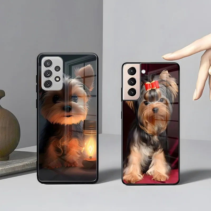 Yorkshire Terrier Dog Puppy Phone Case Samsung A54 S23 S21 S22 Ultra A 42 34 32 52 51 Note S10 E Plus S20 Fe S22 Pro A12 Glass