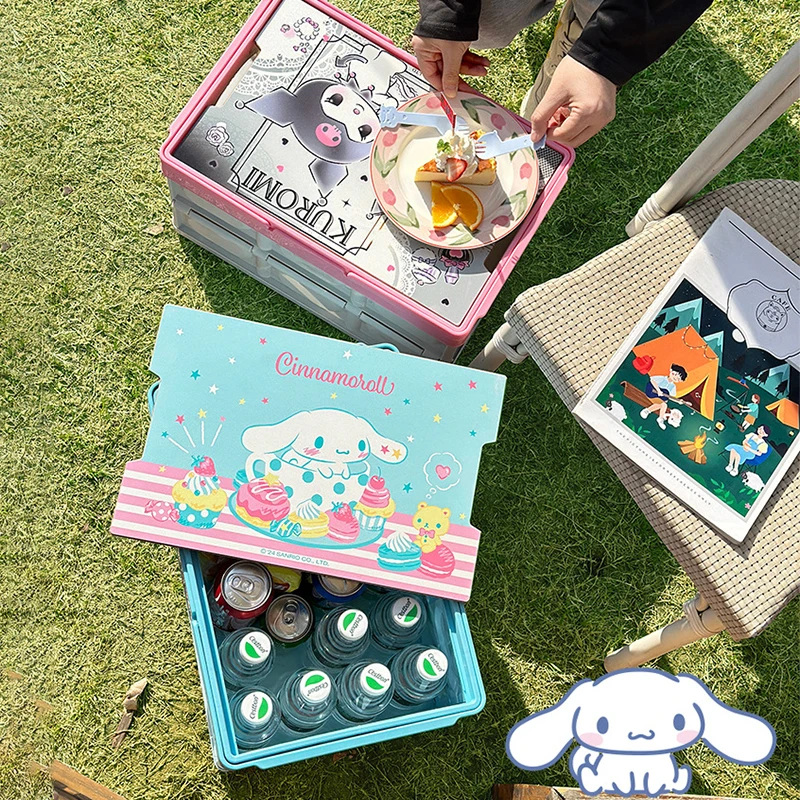 

Sanrio автомобильный ящик для хранения Kuromi Melody Hellokitty Cinnamoroll, портативный вместительный багажник для кемпинга, Складной автомобильный ящик для хранения