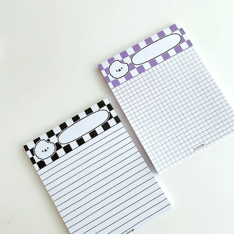 Korean Ins Cartoon Cute Dog Chessboard Memo Pad Student Learning Mini Notepad School Stationery Kawaii Message Paper 50 Sheets