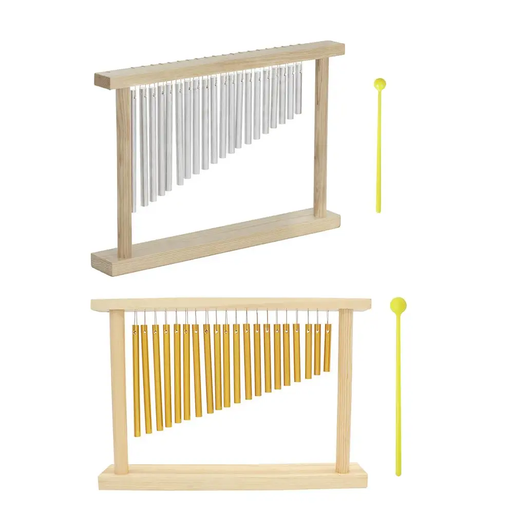 20-Note Chime Table Top Bar Chime Wind Chime 20 Bar Strumento A Percussione Con Telaio In Legno Mazzuolo Oro/Argento Drop Shipping