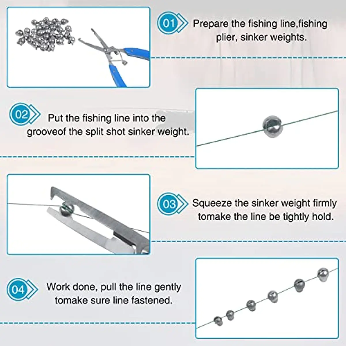 30PCS Split Shot Fishing Weight Removable Fishing sinker Split