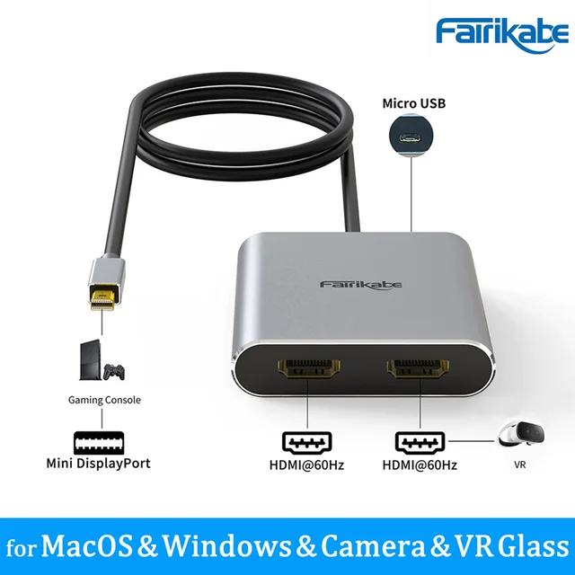 Display Port To Dual Hdmi Adapter Mini DisplayPort To Dual HDMI ...
