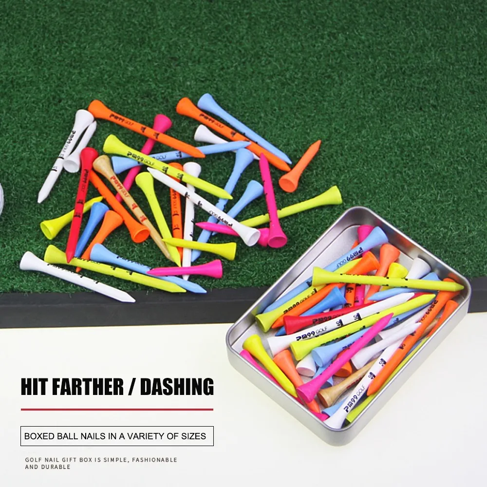 Training Professional Reduce Side Spin&Friction Random Color Wood Golf Tees Golf Accessories Golf Ball Holder With Storage Case