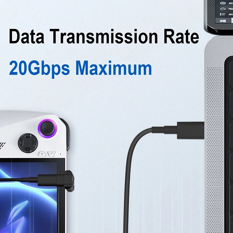아수스 ROG 앨리 USB C타입 컨버터, U자형 암-수 OTG 어댑터, PD 급속 충전 콘솔 액세서리, 13.5mm, 20Gbps