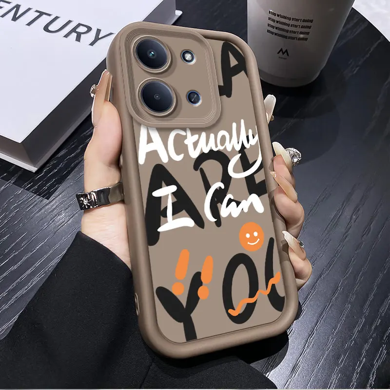 Trendy Letter Design Shockproof Soft Silicone Phone Case with Camera Protection