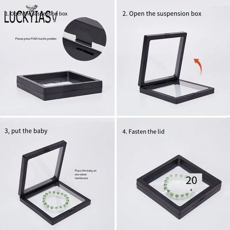 20-Pack Black 3D Floating Display Frames - 1.97" Square Coin Holder With Base For Medallions, Jewelry - View #2