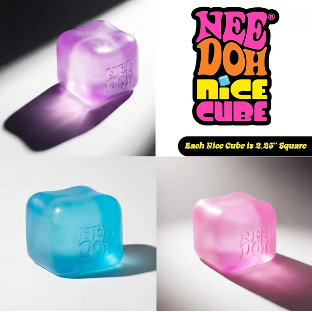 Nee Doh Jellyfish & Cube Squish Toy, Squeeze Stress Relief Toy, Sensory NeeDoh for Kids & Adults