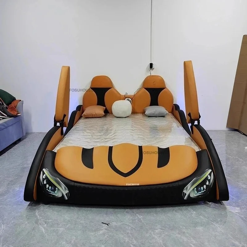 Creative Cartoon Car Children's Beds Home Bedroom Boy Bed for Kids with Guardrail Storage Single Bed Nordic Children's Furniture