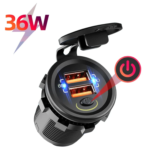 2X 36W Quick Charge 3.0 USB Steckdose 12V/24V Auto mit Schalter - QC 3.0 KFZ  Ladegerät Einbau Buchse Wasserdicht Zigarettenanzünder USB Dose für  Motorrad Boot LKW Wohnwagen: : Auto & Motorrad