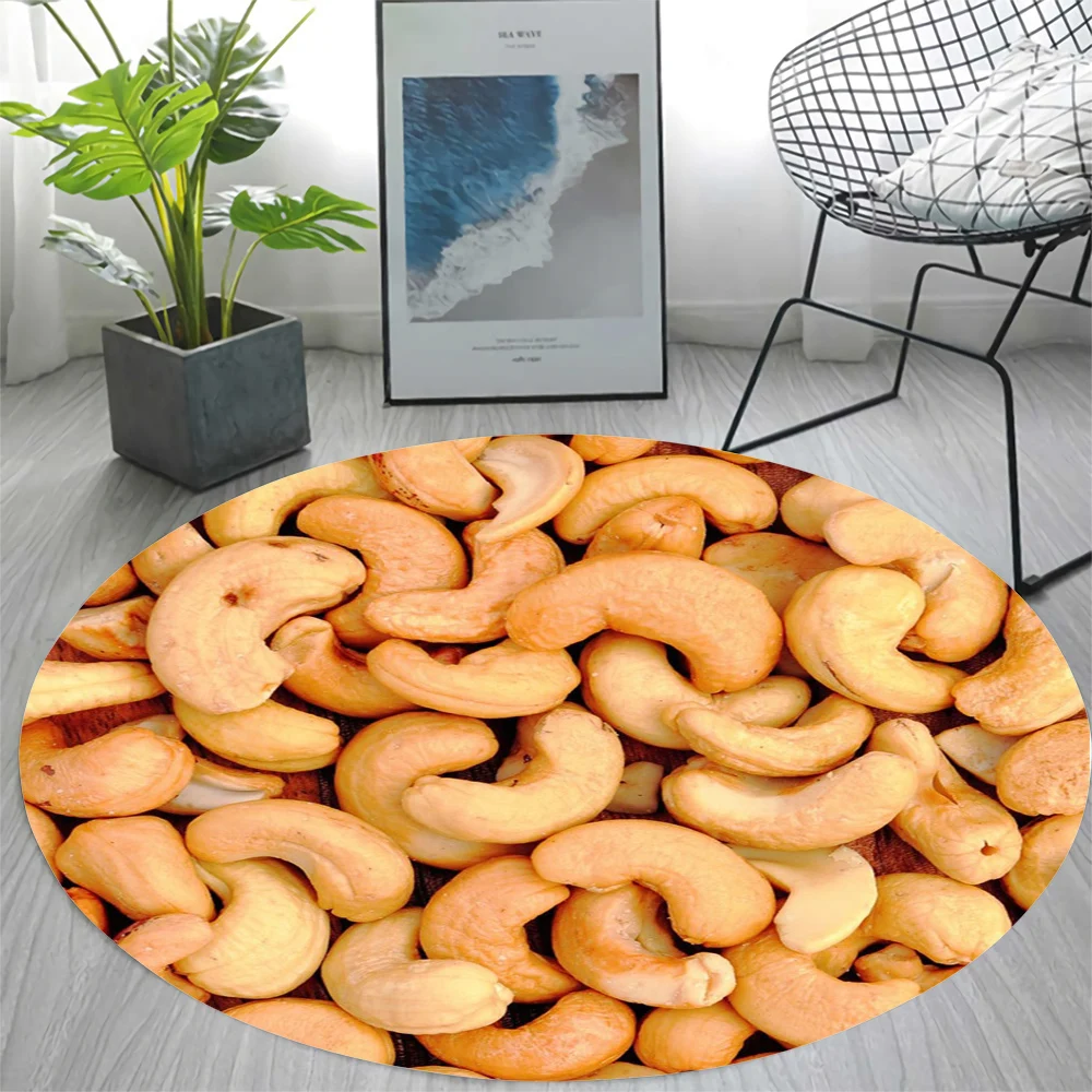 

CLOOCL Popular Round Carpet Cashew Nuts Pattern Creative Printed Rug Bedroom Living Room Carpets Home Children Bedside Rugs