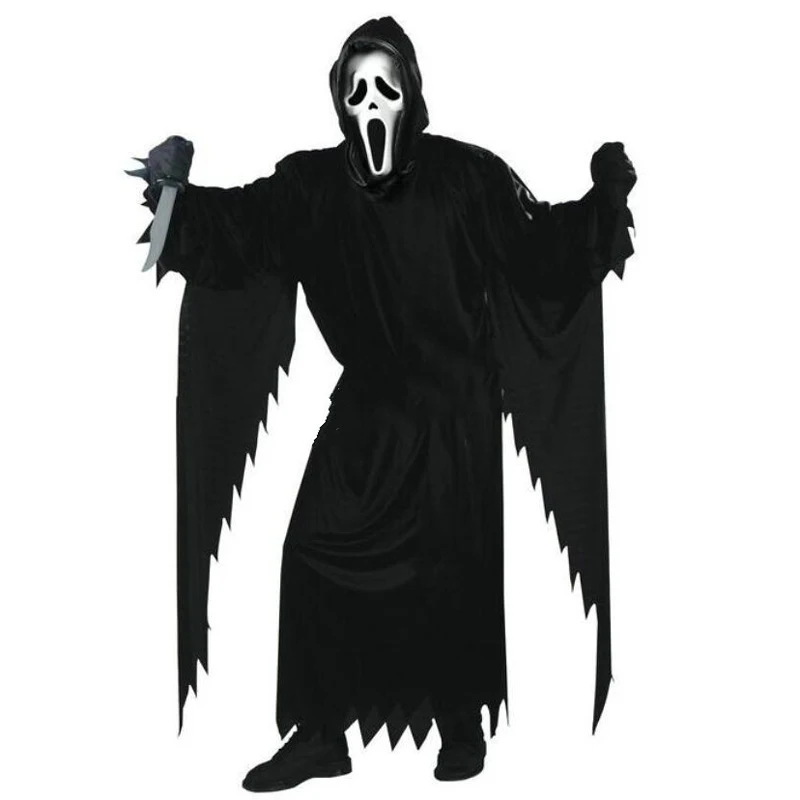 Alaiyaky Disfraz De Fantasma Para Adultos, Disfraz De Halloween Para Hombre, Terror Y Fantasma, Disfraz Con Máscara De Fantasma Y Túnica Negra
