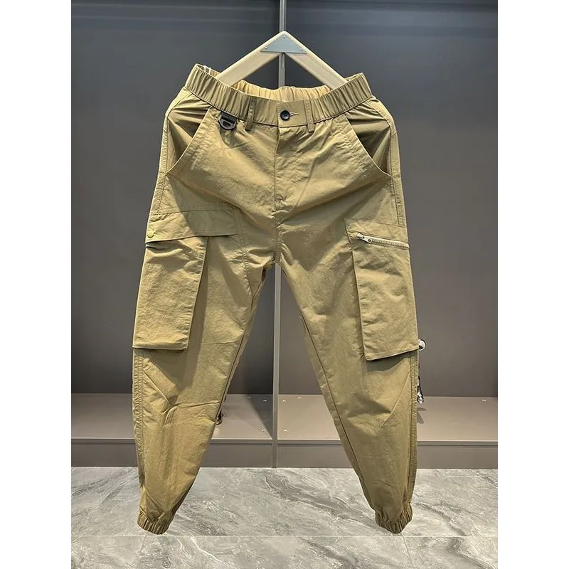 2024 Spring New Cargo Pants for Men Solid Color Big Pocket